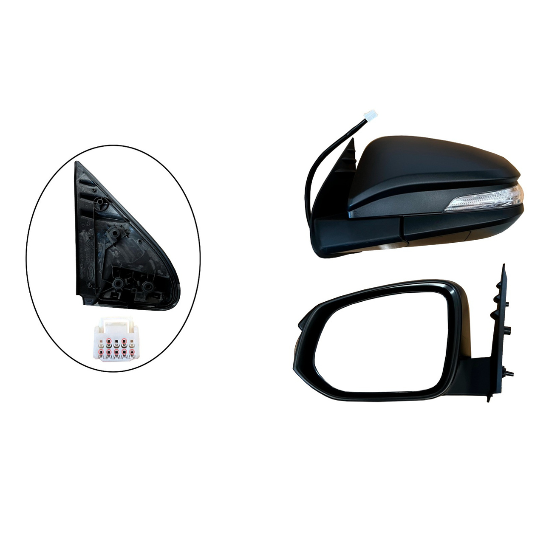 Retrovisor Izquierdo Toyota Hilux Con Pidevias, Tapa Negra 2016-2024